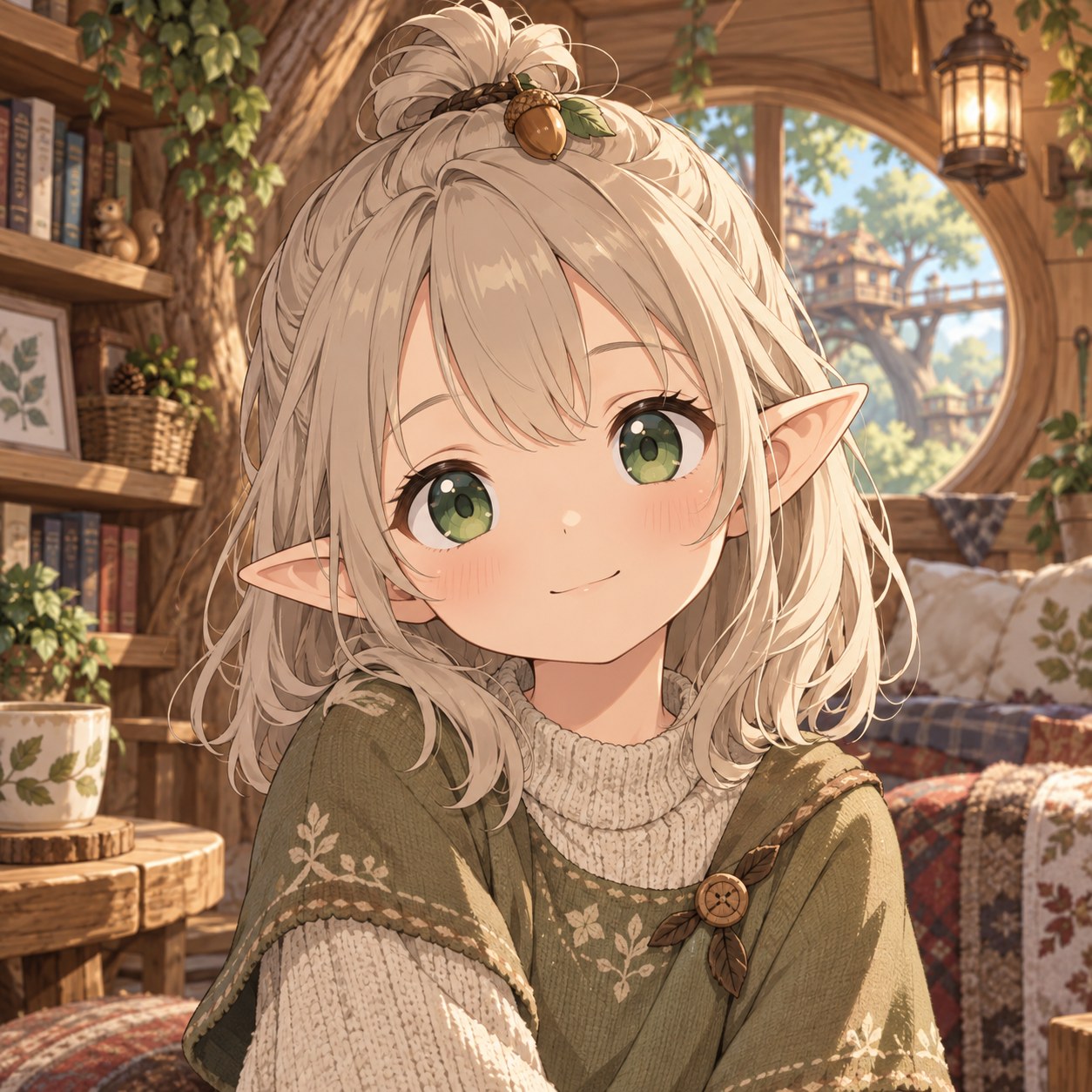 child elf acorn topknot