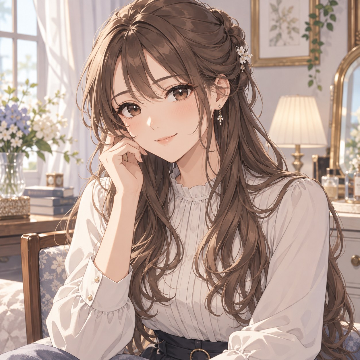 long half-up hairstyle