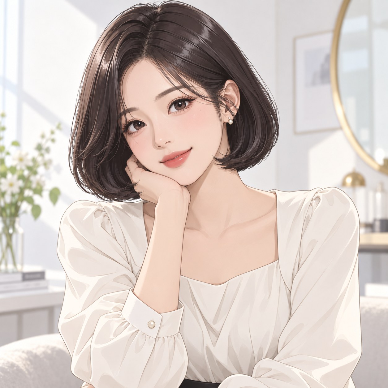 Korean C-curl bob hairstyle