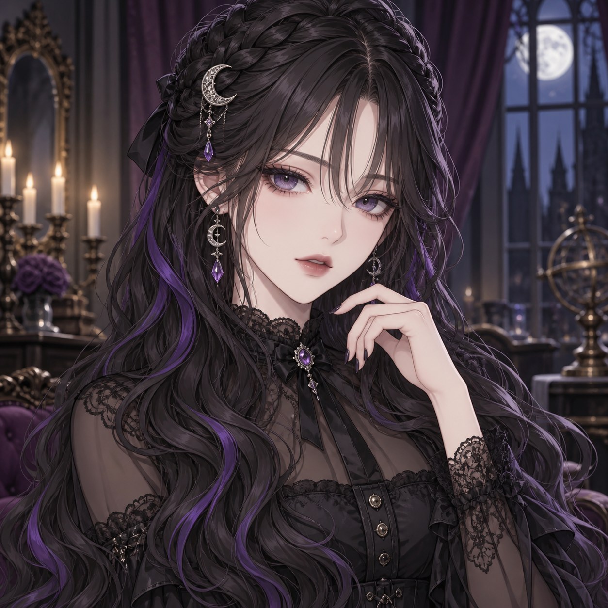 gothic low twin buns hairstyle