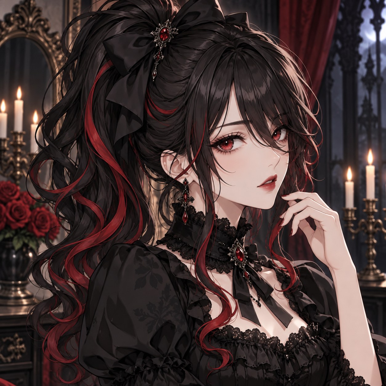 gothic half-up crown braid hairstyle