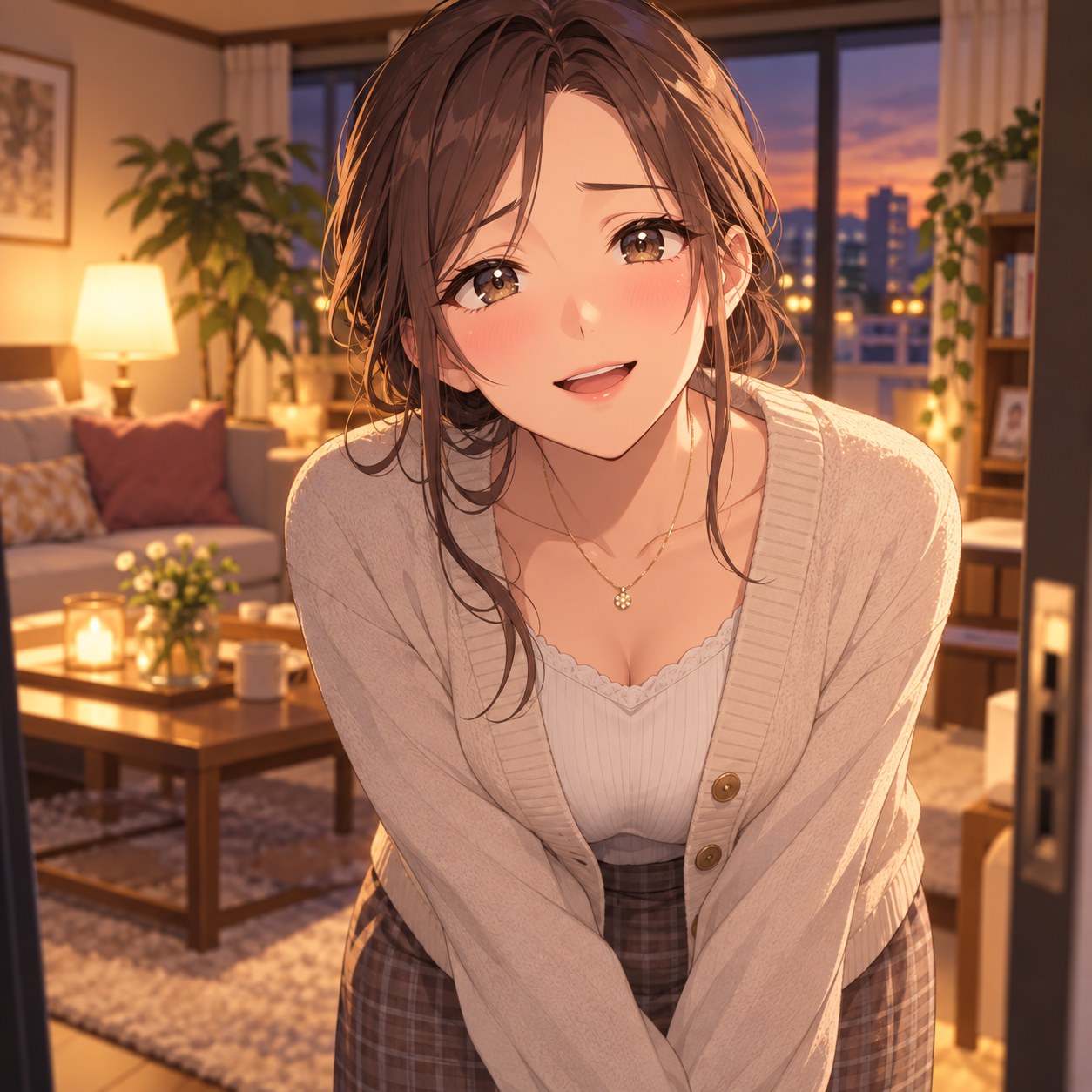 再会を待ち望む成人女性のアニメ調表情