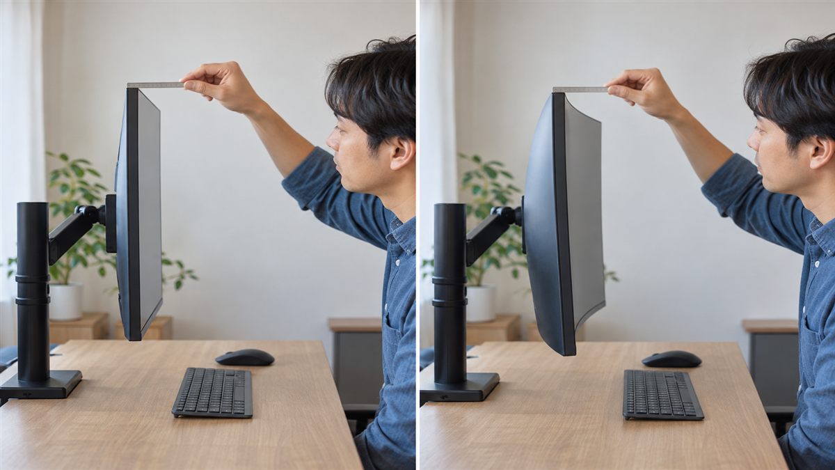 モニター上部の設置条件を確認するイメージ